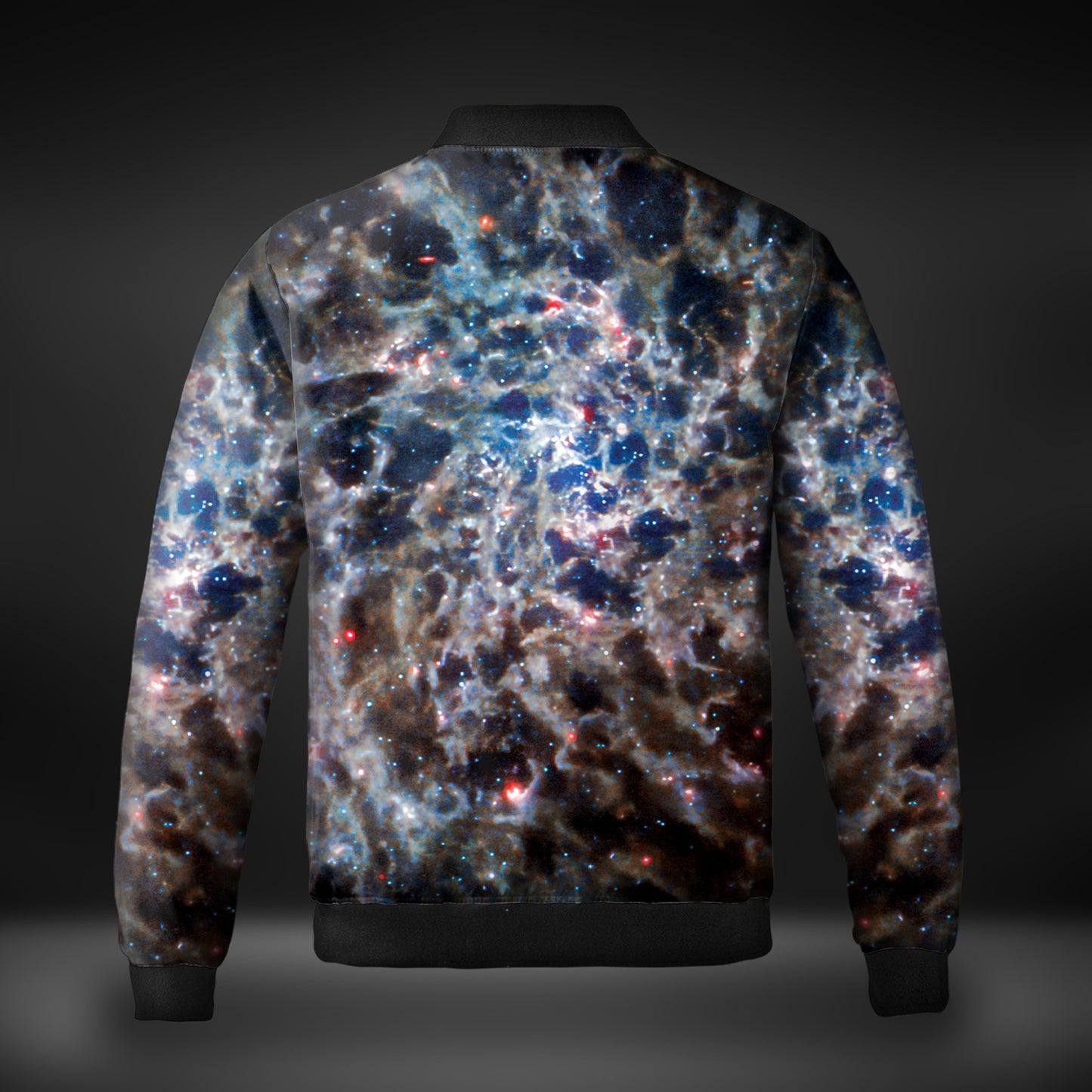 JWST Infrared Spiral Galaxy Quilted Bomber Jacket