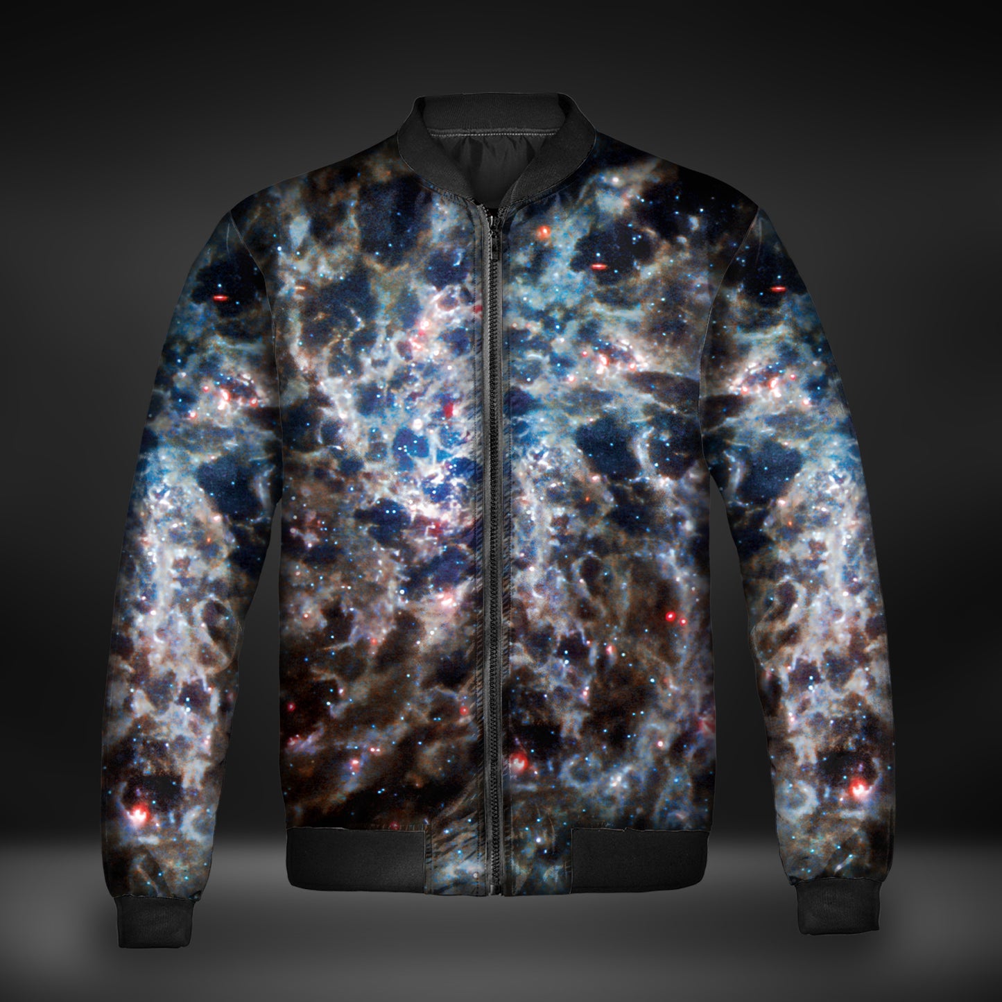 JWST Infrared Spiral Galaxy Quilted Bomber Jacket