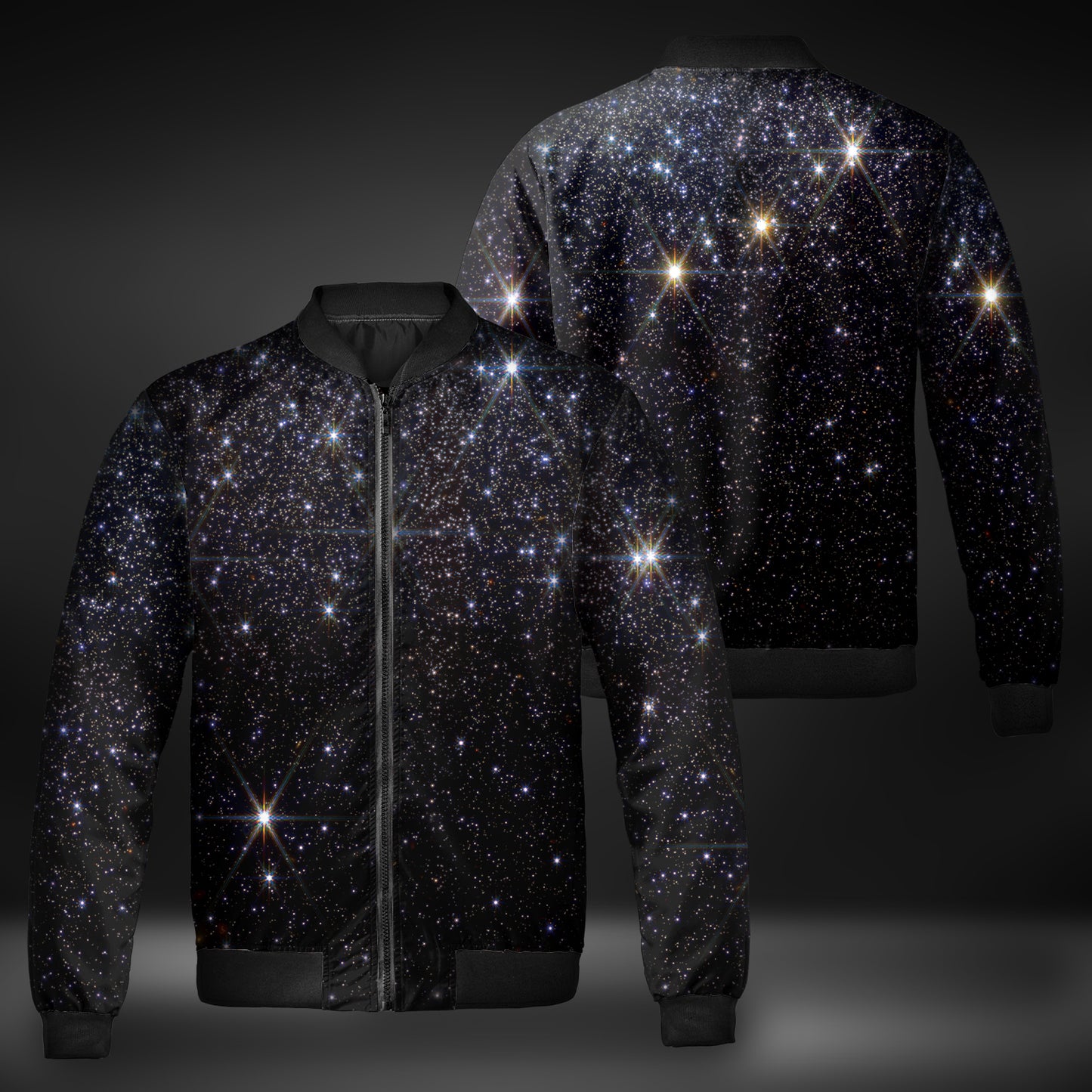 JWST Messier 92 Star Field Quilted Bomber Jacket