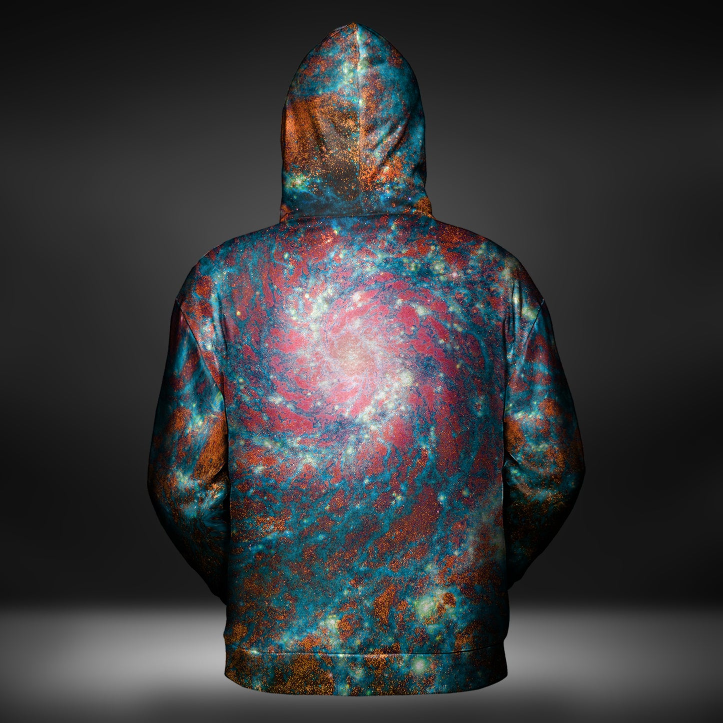 JWST Phantom Galaxy Cosmic Tye Dye Pull-Over Hoodie (Blue-Orange)
