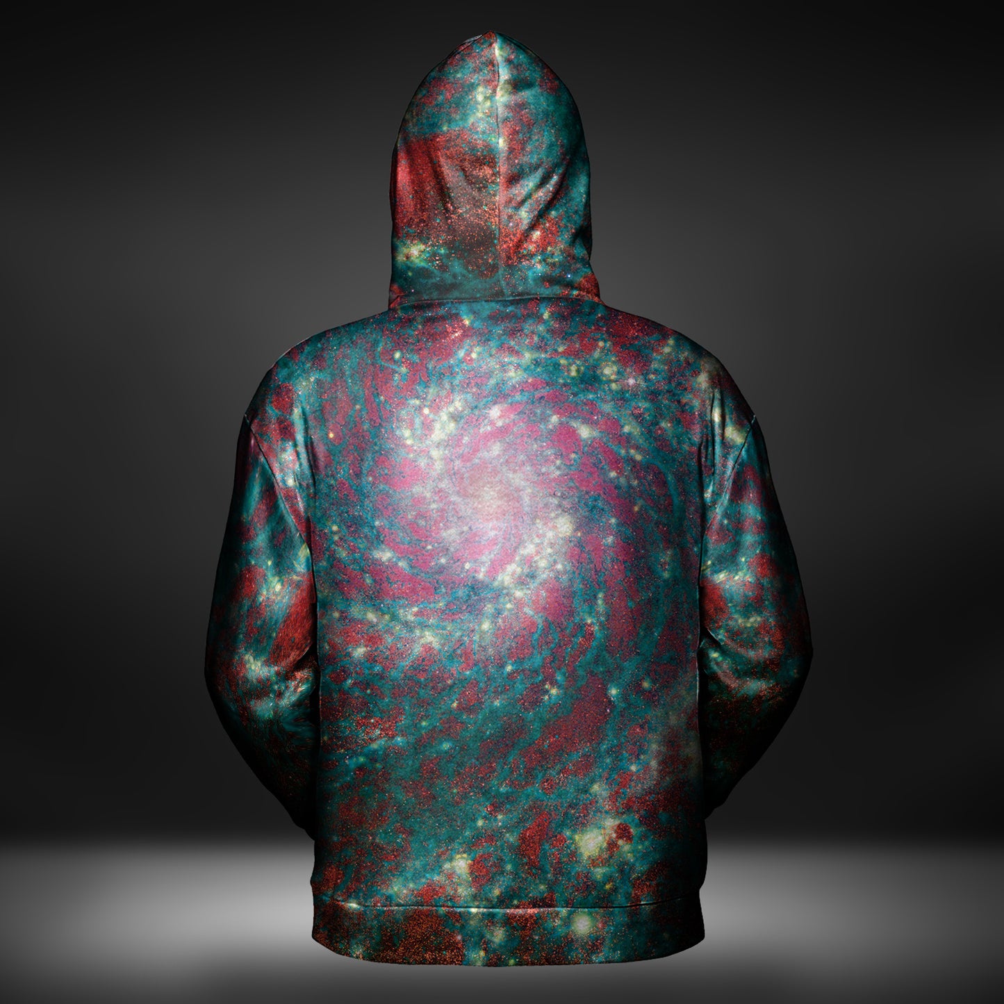 JWST Phantom Galaxy Cosmic Tye Dye Pull-Over Hoodie (Blue-Red)