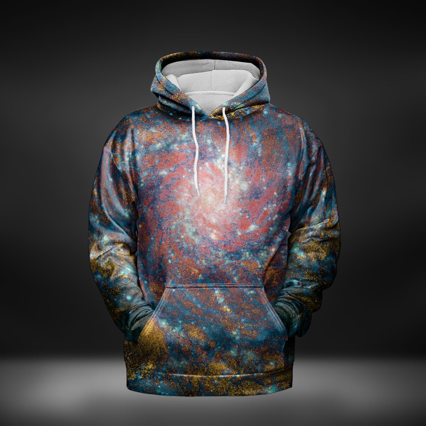 JWST Phantom Galaxy Cosmic Tye Dye Pull-Over Hoodie (Blue-Yellow)