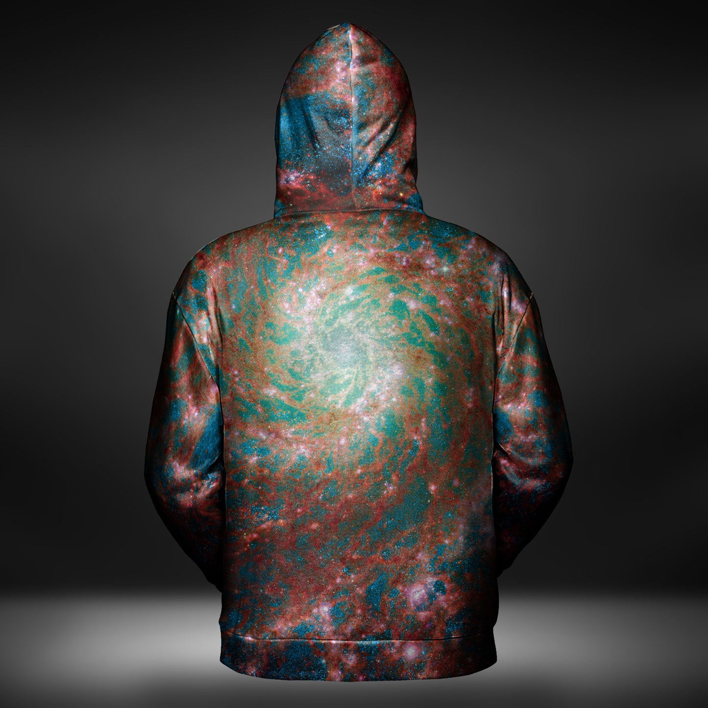JWST Phantom Galaxy Cosmic Tye Dye Pull-Over Hoodie (Red-Blue)