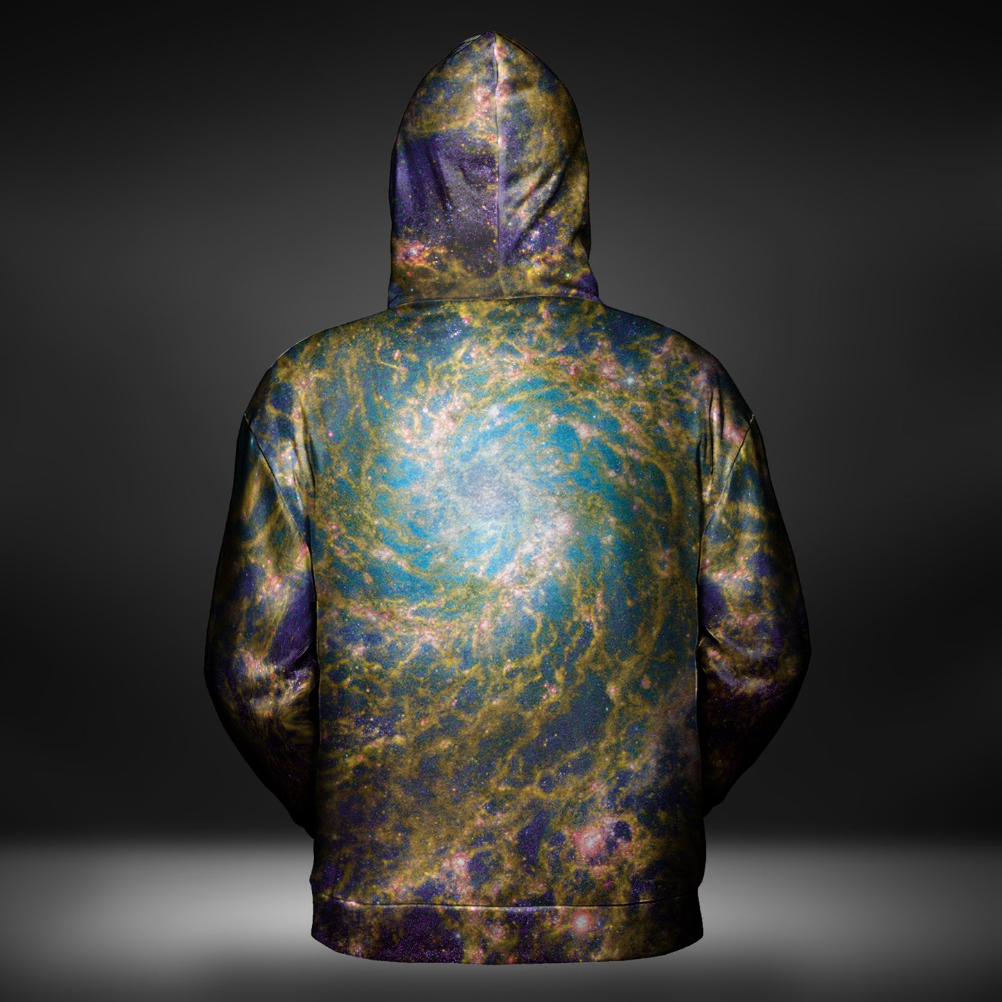 JWST Phantom Galaxy Cosmic Tye Dye Pull-Over Hoodie (Yellow-Purple)