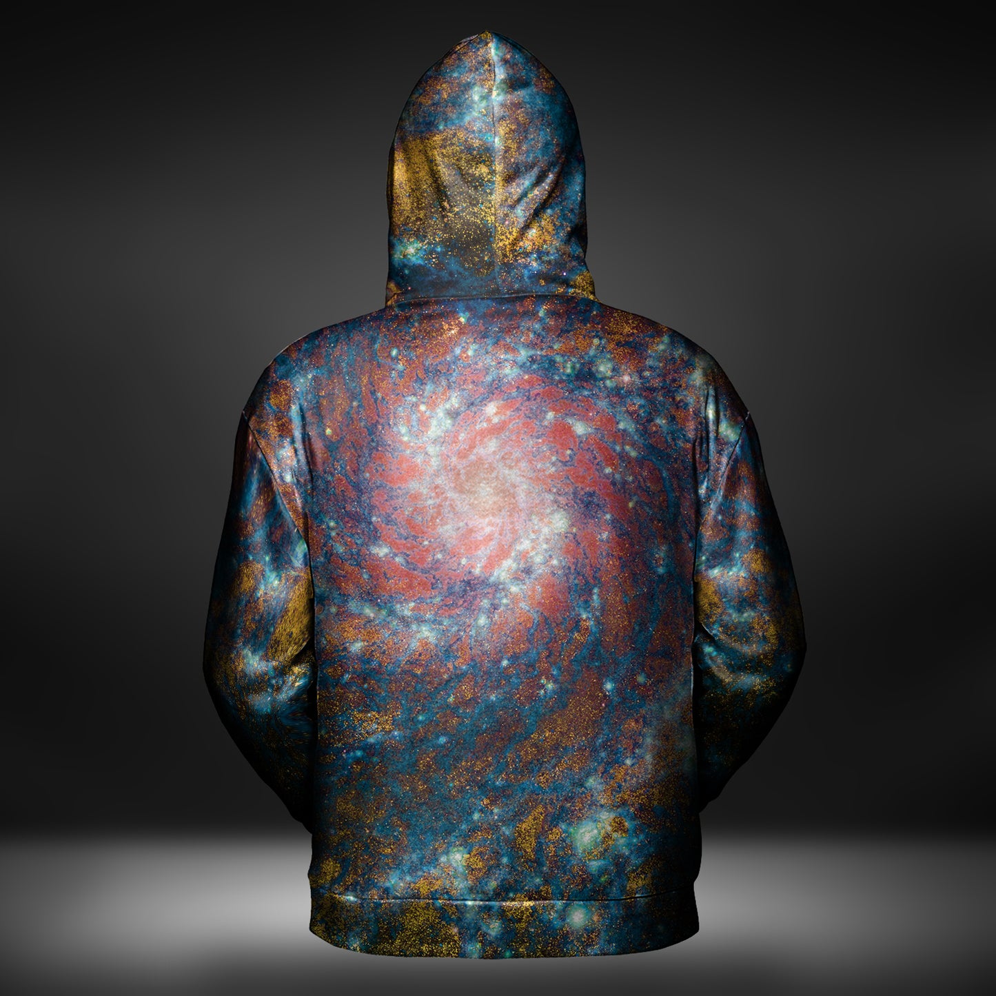JWST Phantom Galaxy Cosmic Tye Dye Zip-Up Hoodie (Blue-Yellow)