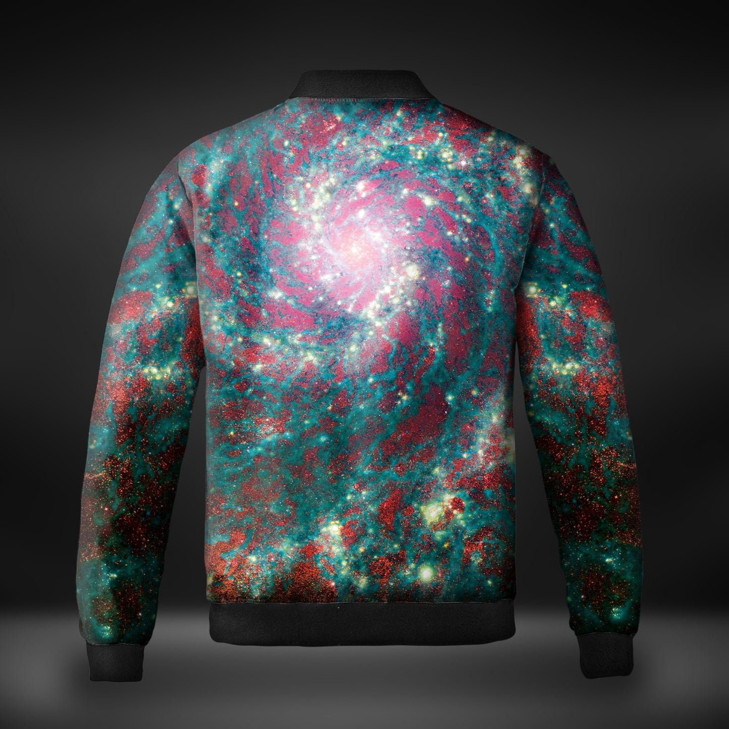 JWST Phantom Galaxy Cosmic Tye Dye Windbreaker Bomber Jacket (Blue-Red)