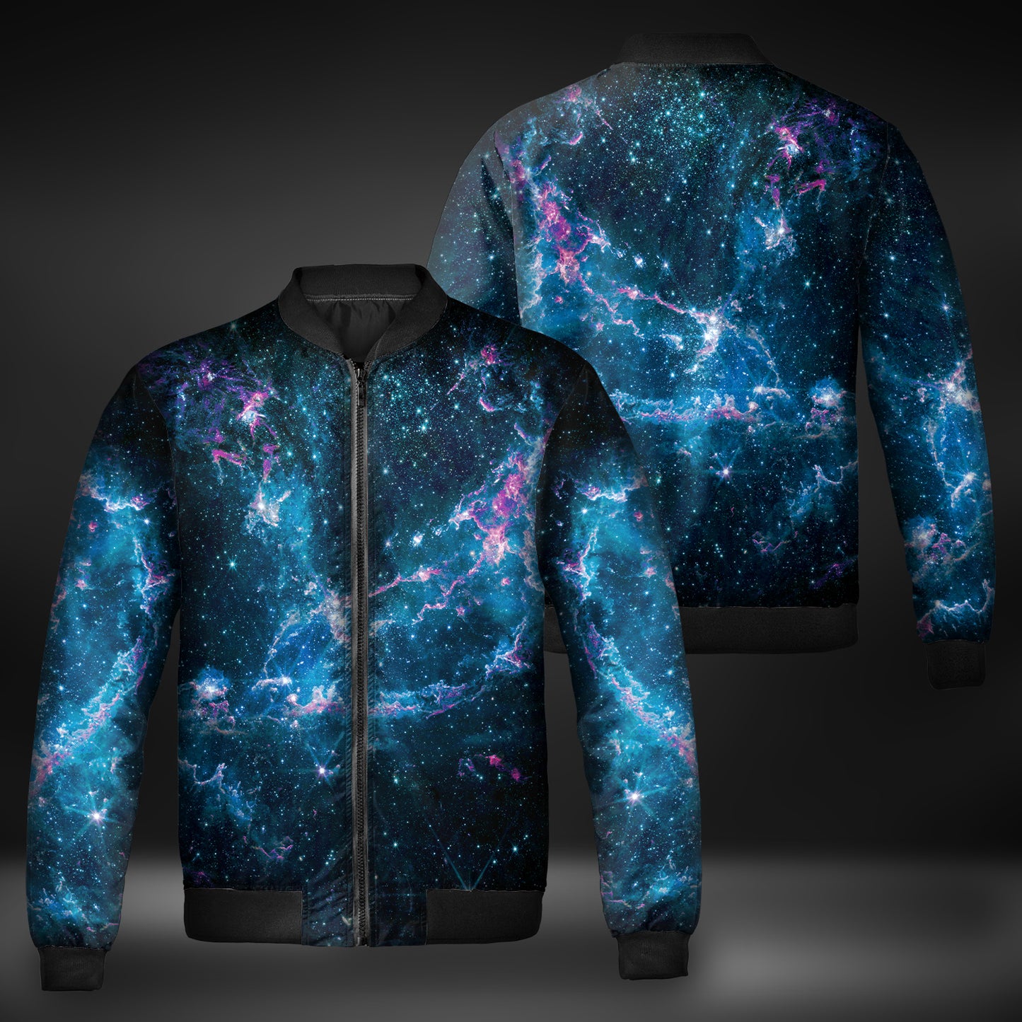 JWST Phoenix Galaxy NGC346 Windbreaker Bomber Jacket (Blue-Purple)