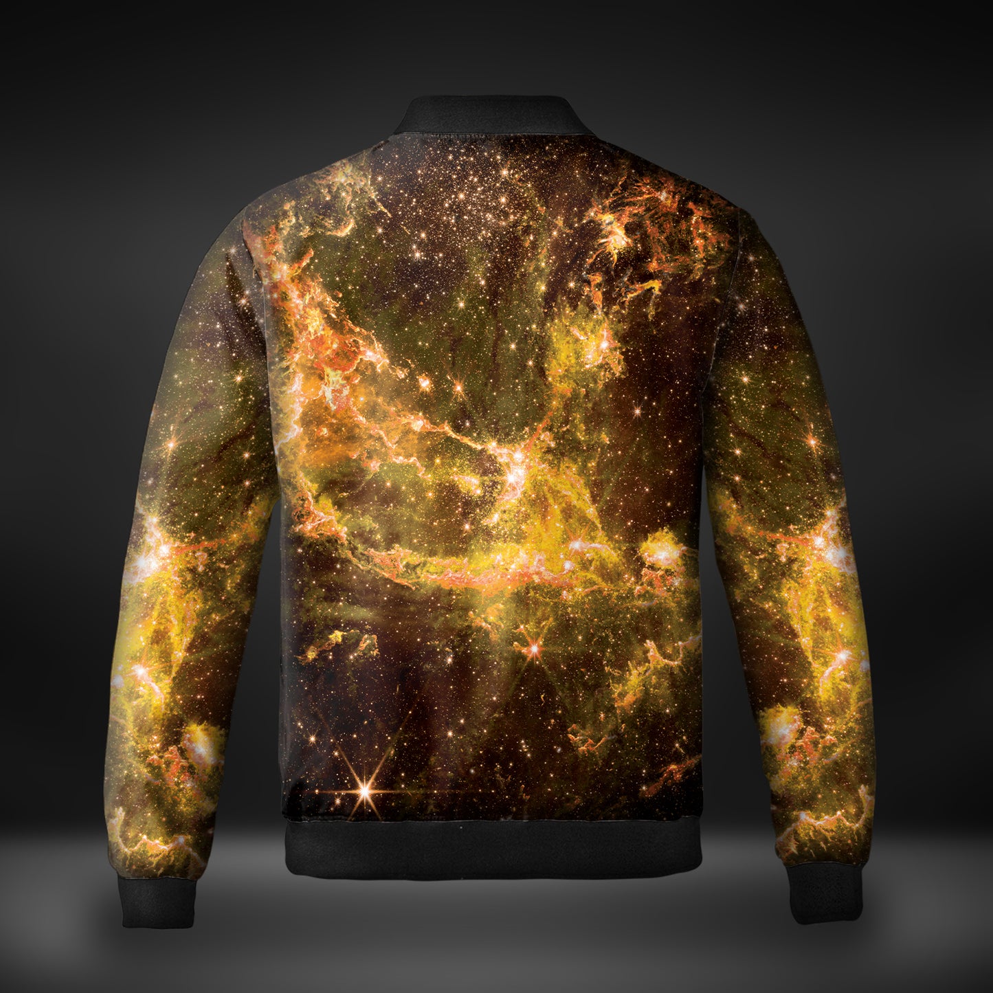 JWST Phoenix Galaxy NGC346 Quilted Bomber Jacket (Yellow)
