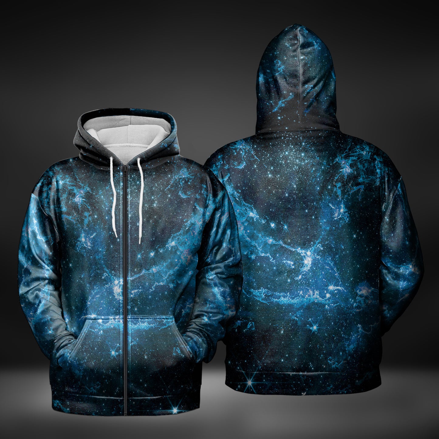 JWST Phoenix Galaxy NGC346 Zip-Up Hoodie (Blue)