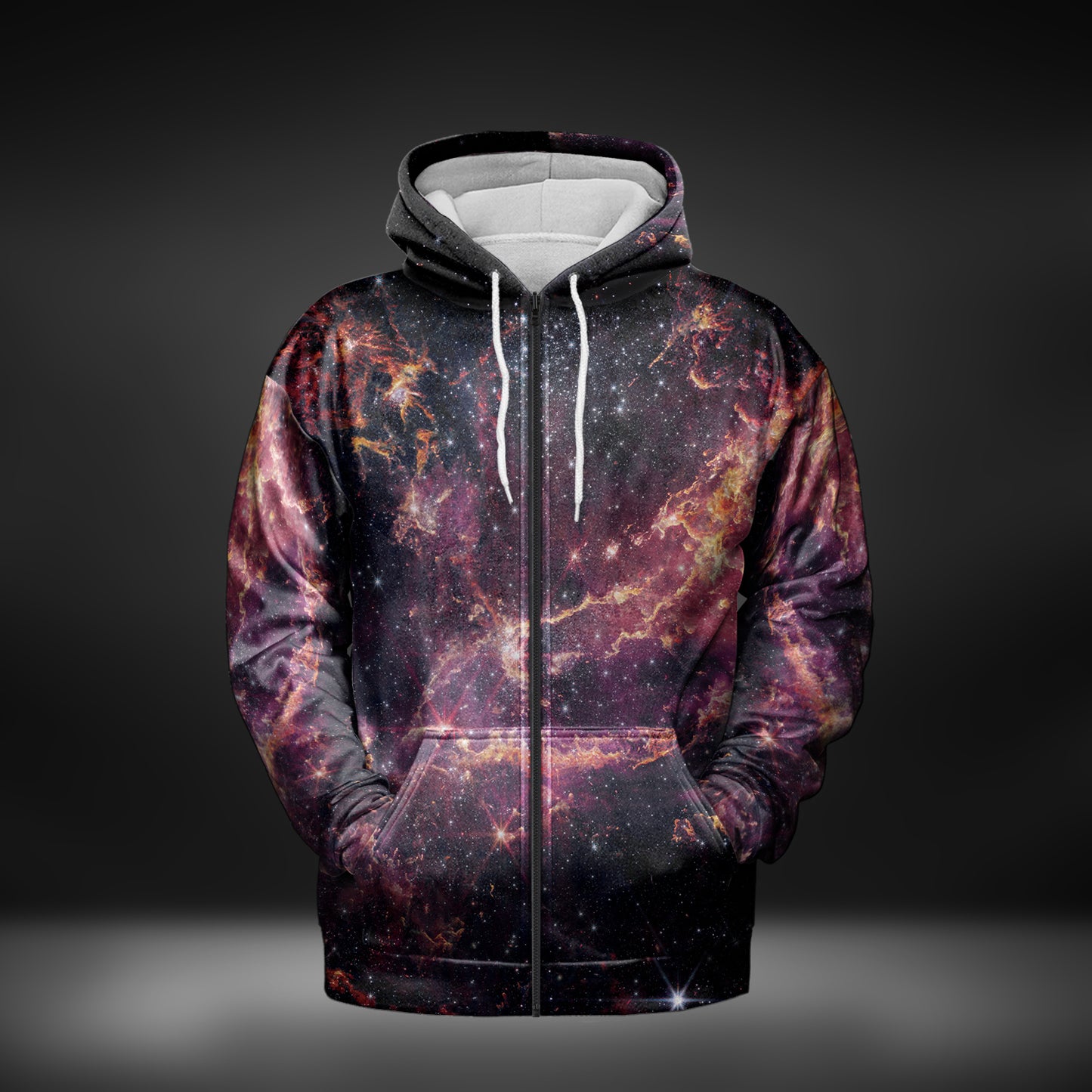 JWST Phoenix Galaxy NGC346 Zip-Up Hoodie (Magenta)