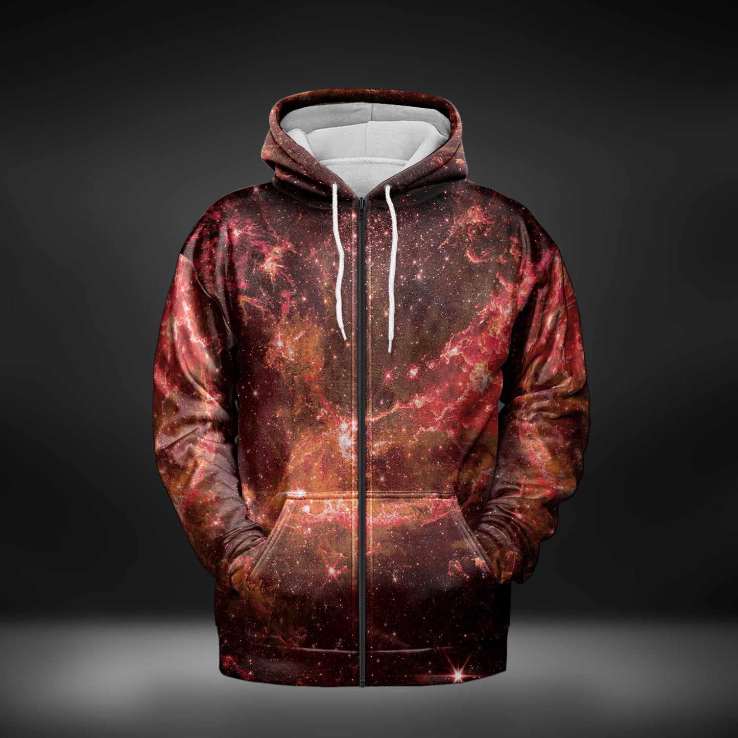 JWST Phoenix Galaxy NGC346 Zip-Up Hoodie (Red)