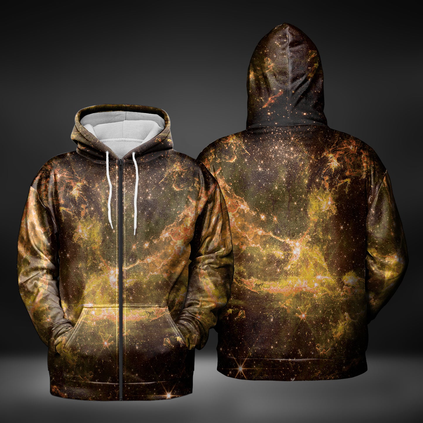 JWST Phoenix Galaxy NGC346 Zip-Up Hoodie (Yellow)