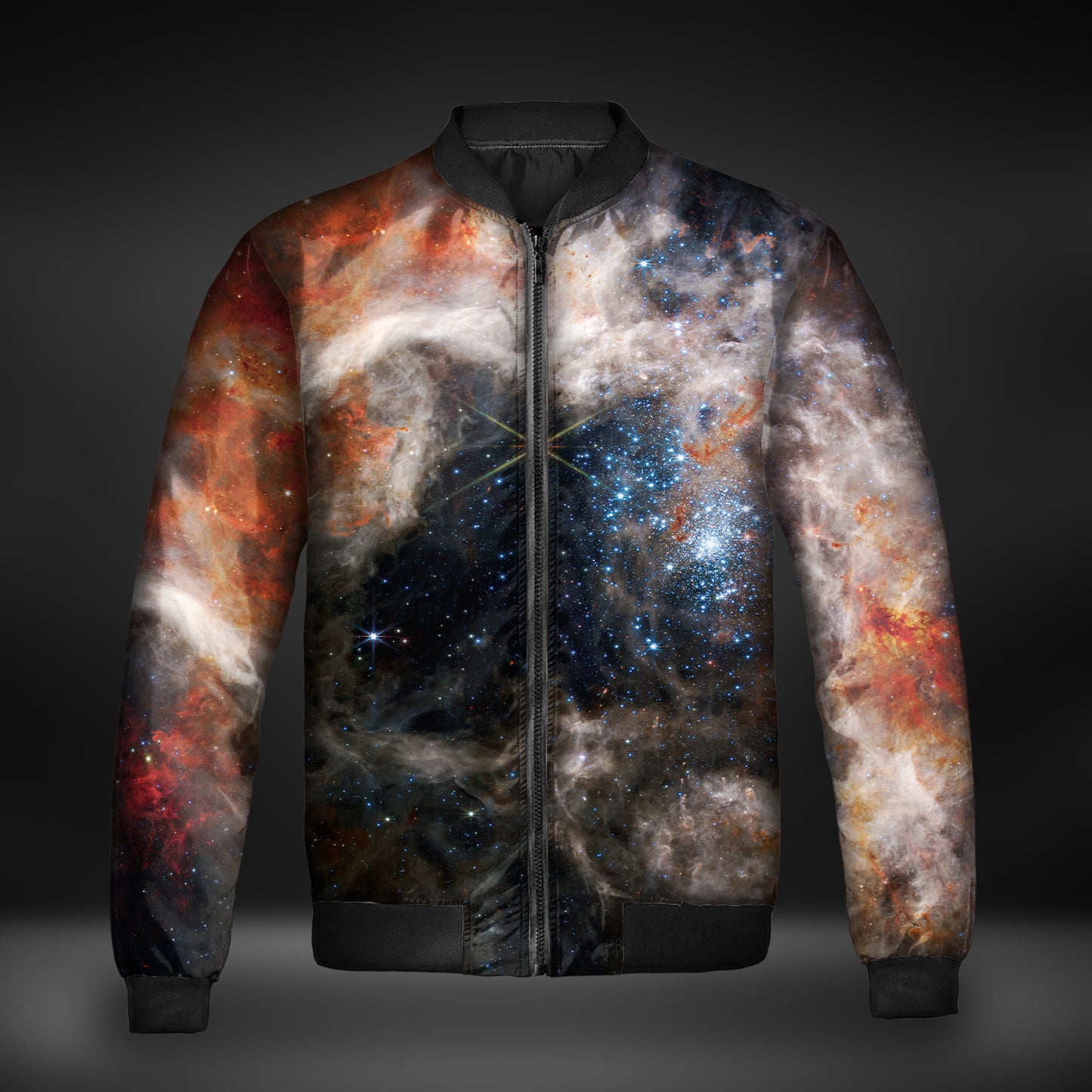 JWST Tarantula Nebula Quilted Bomber Jacket