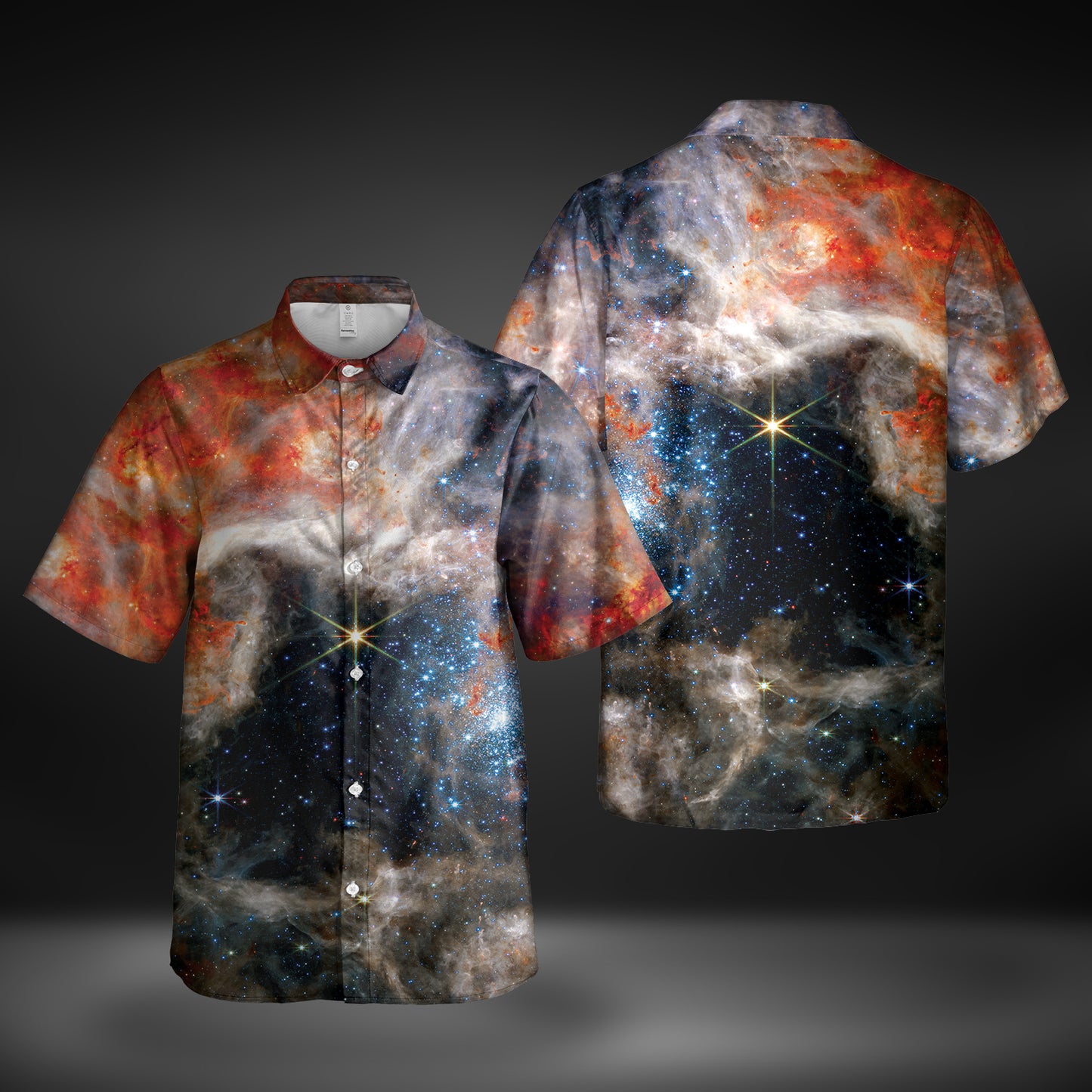 JWST Tarantula Nebula Button-Up Shirt (Bright)