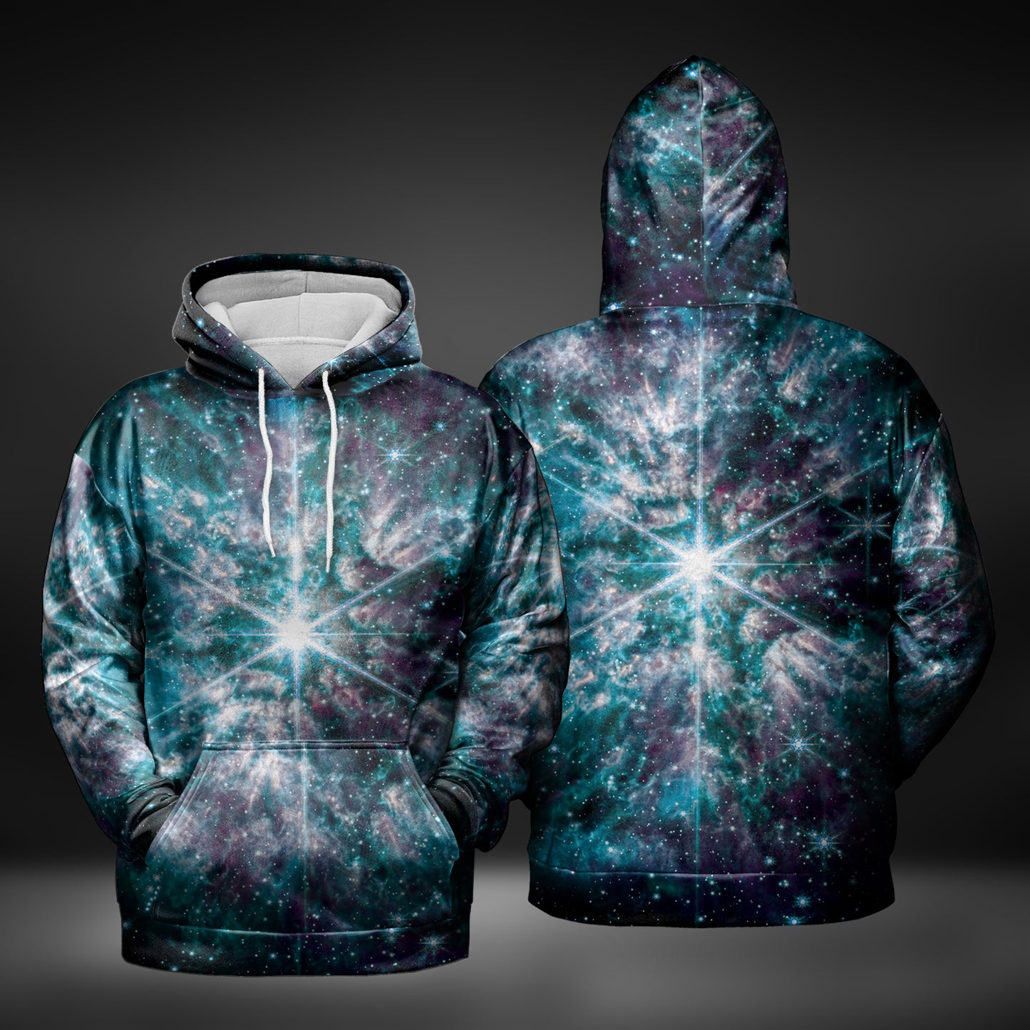 JWST Wolf-Rayet Cosmic Bloom Pull-Over Hoodie (Blue)