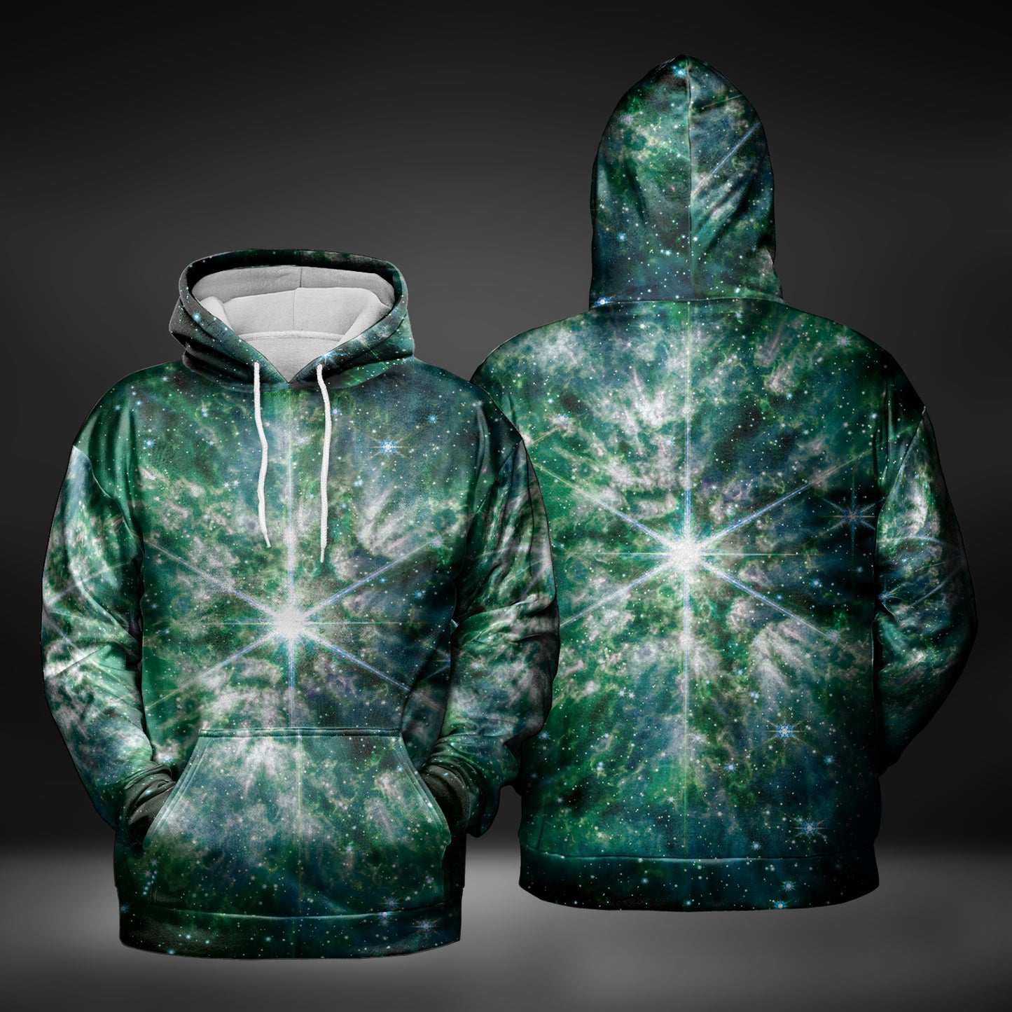 JWST Wolf-Rayet Cosmic Bloom Pull-Over Hoodie (Green)