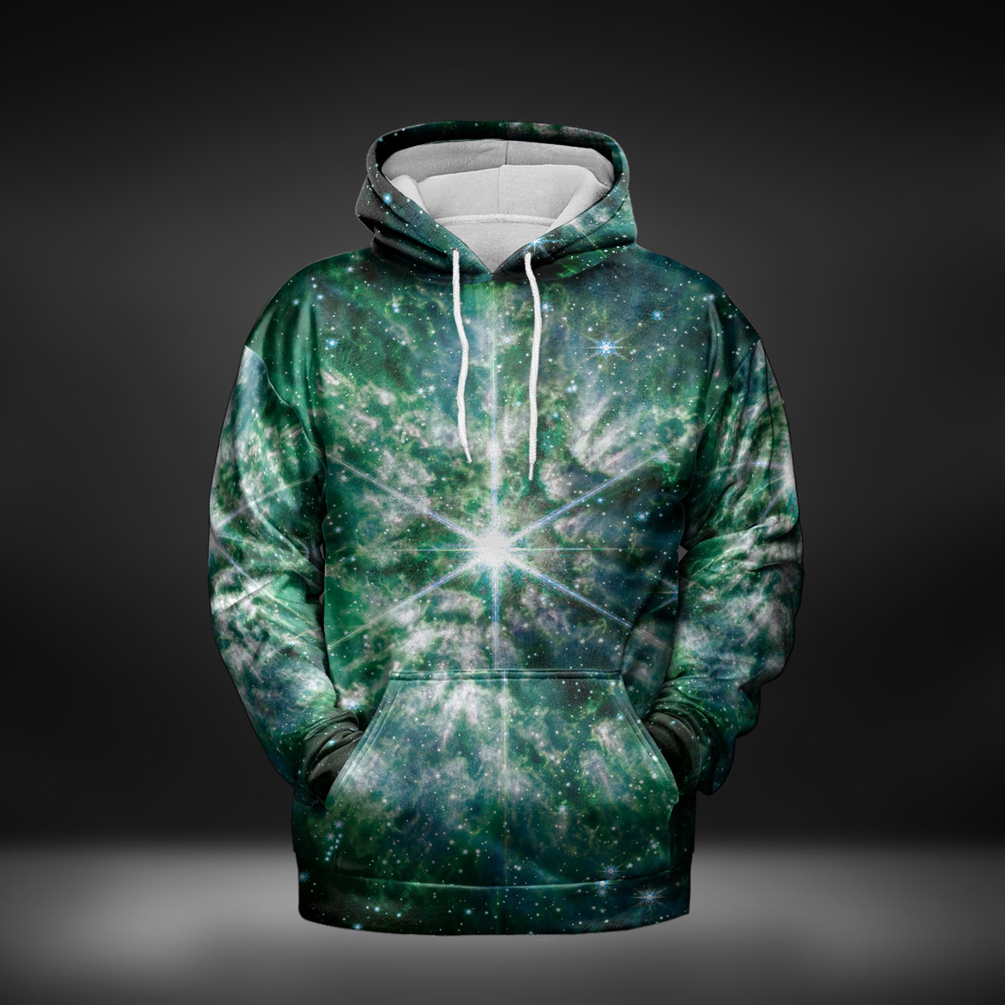 JWST Wolf-Rayet Cosmic Bloom Pull-Over Hoodie (Green)