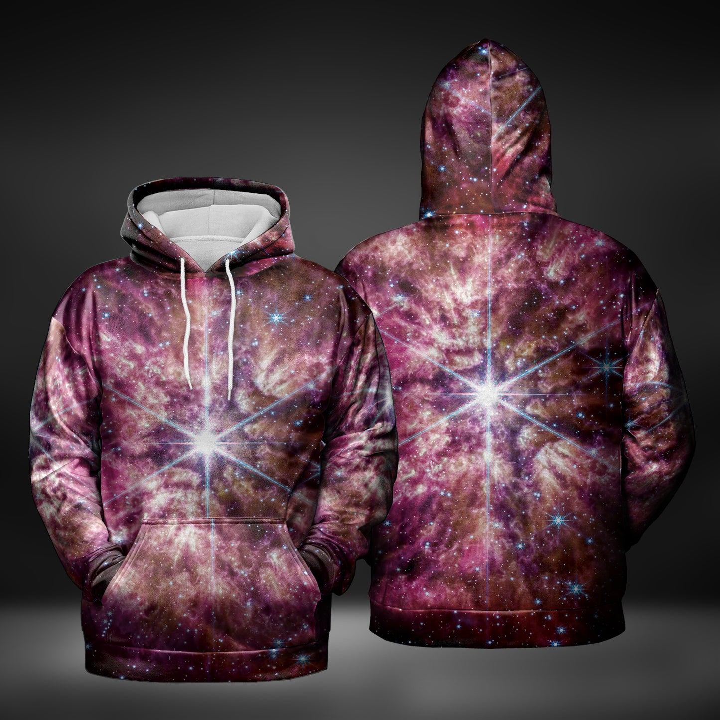 JWST Wolf-Rayet Cosmic Bloom Pull-Over Hoodie (Pink)