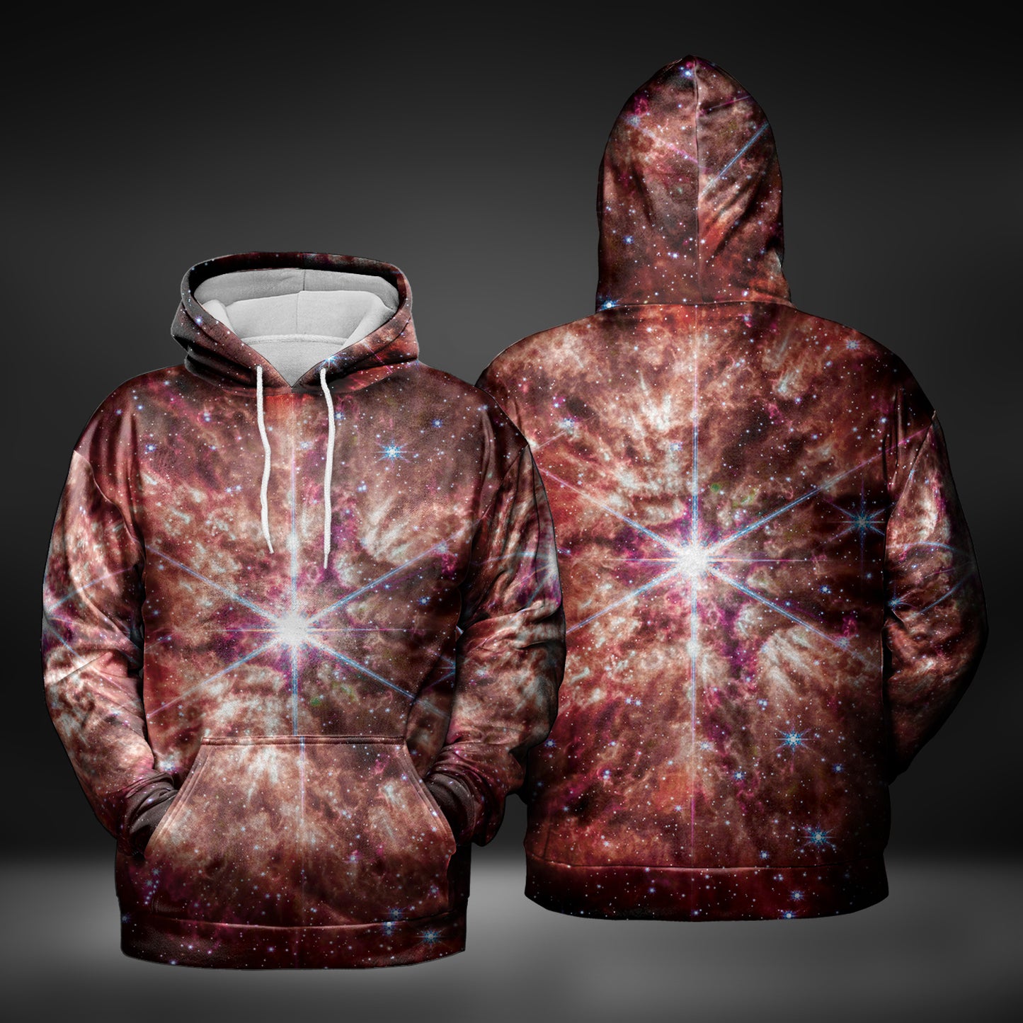 JWST Wolf-Rayet Cosmic Bloom Pull-Over Hoodie (Red)