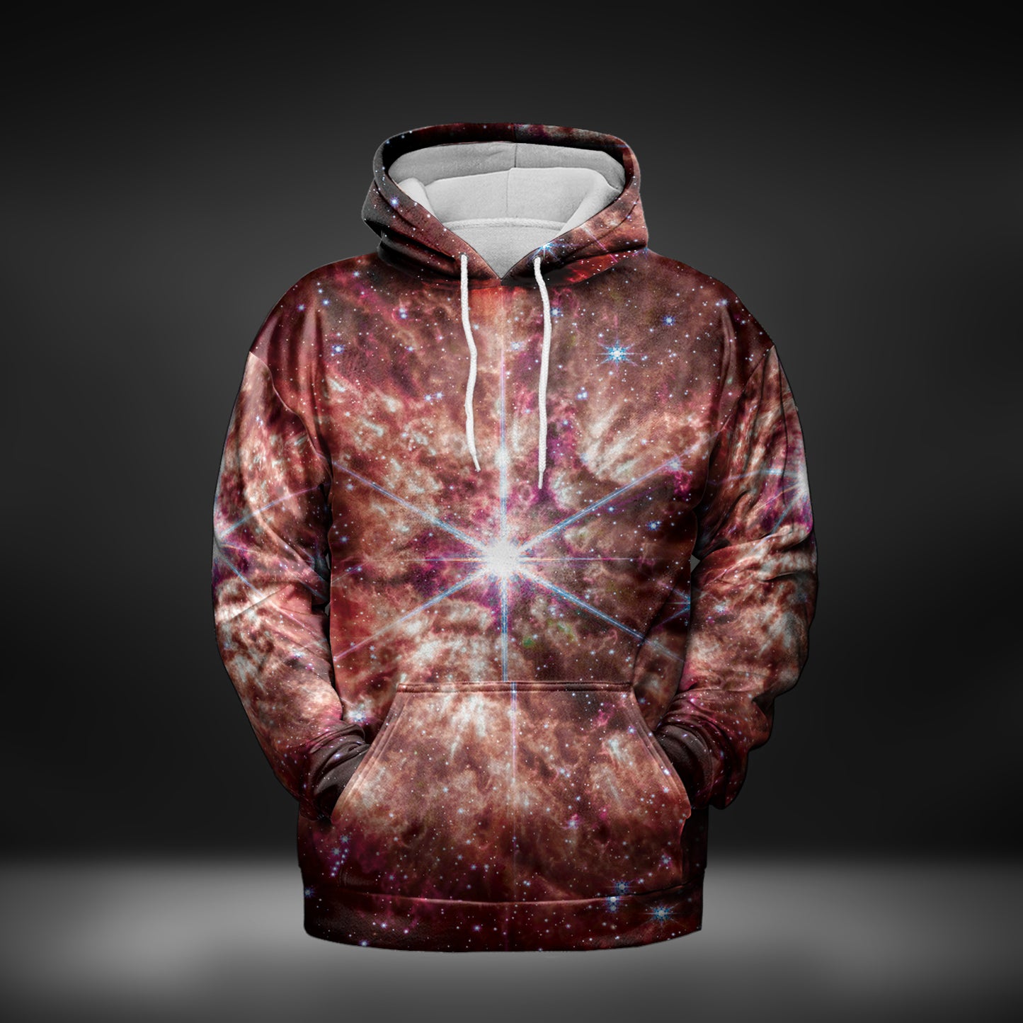 JWST Wolf-Rayet Cosmic Bloom Pull-Over Hoodie (Red)