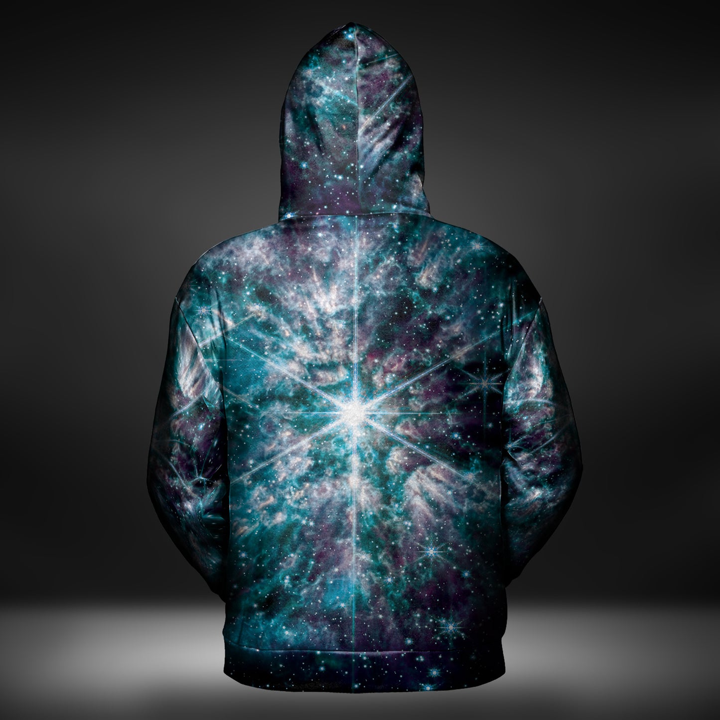 JWST Wolf-Rayet Cosmic Bloom Zip-Up Hoodie (Blue)