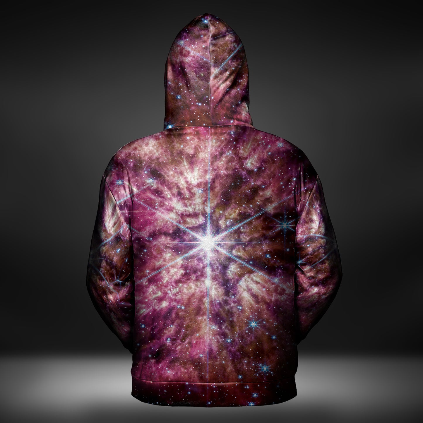JWST Wolf-Rayet Cosmic Bloom Zip-Up Hoodie (Pink)
