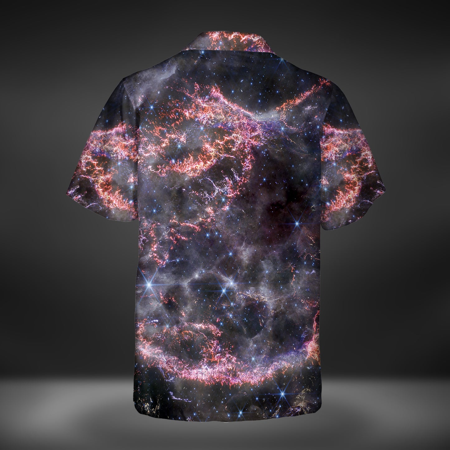 JWST Cassiopeia A NIRCam Button-Up Shirt (Muted Magenta)