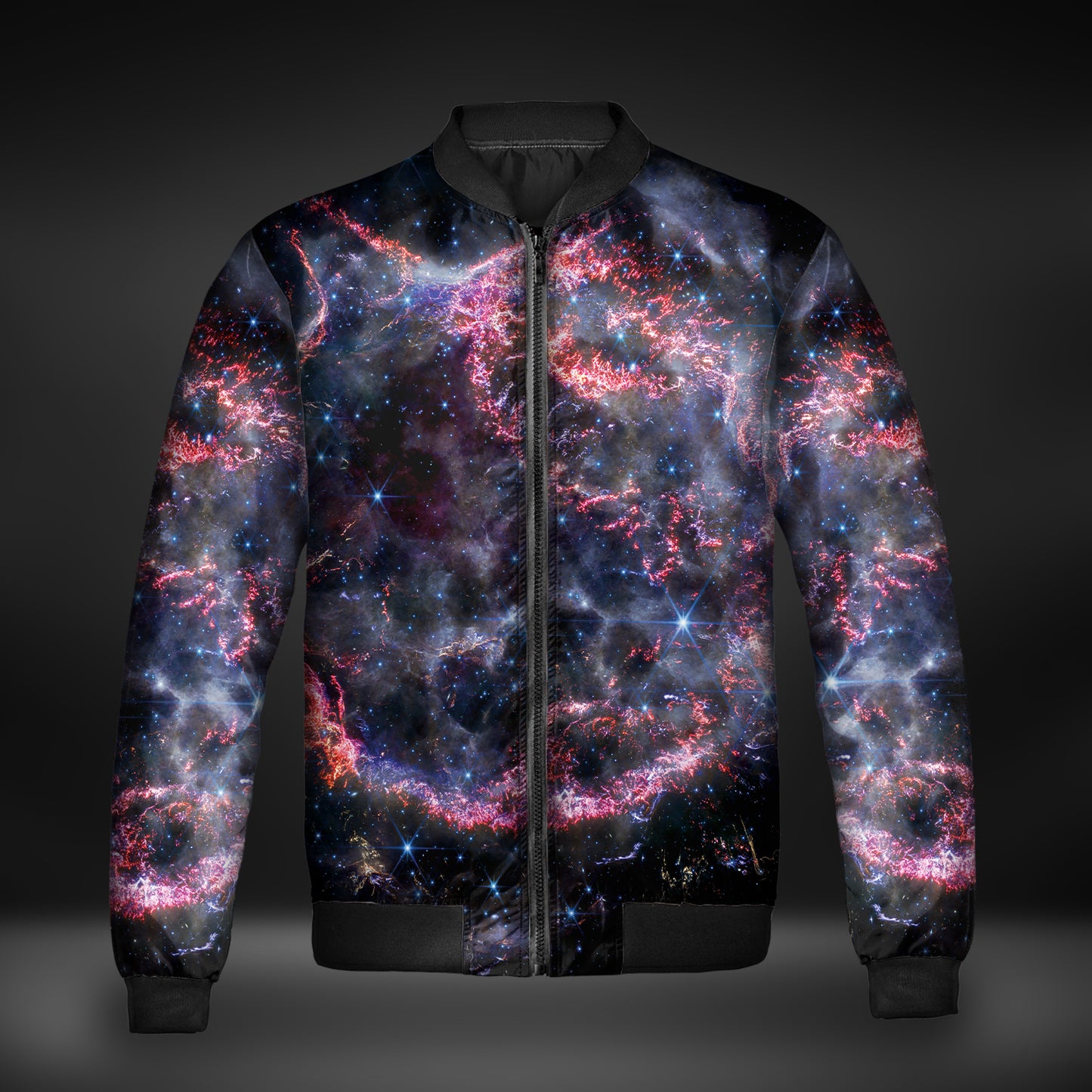 JWST Cassiopeia A NIRCam Windbreaker Bomber Jacket (Magenta)