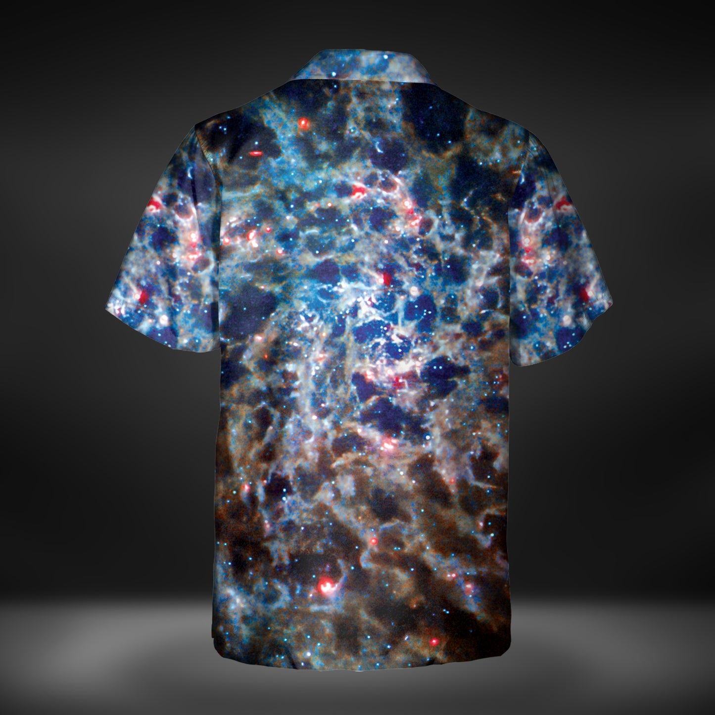 JWST Infrared Spiral Galaxy Button-Up Shirt (Bright)