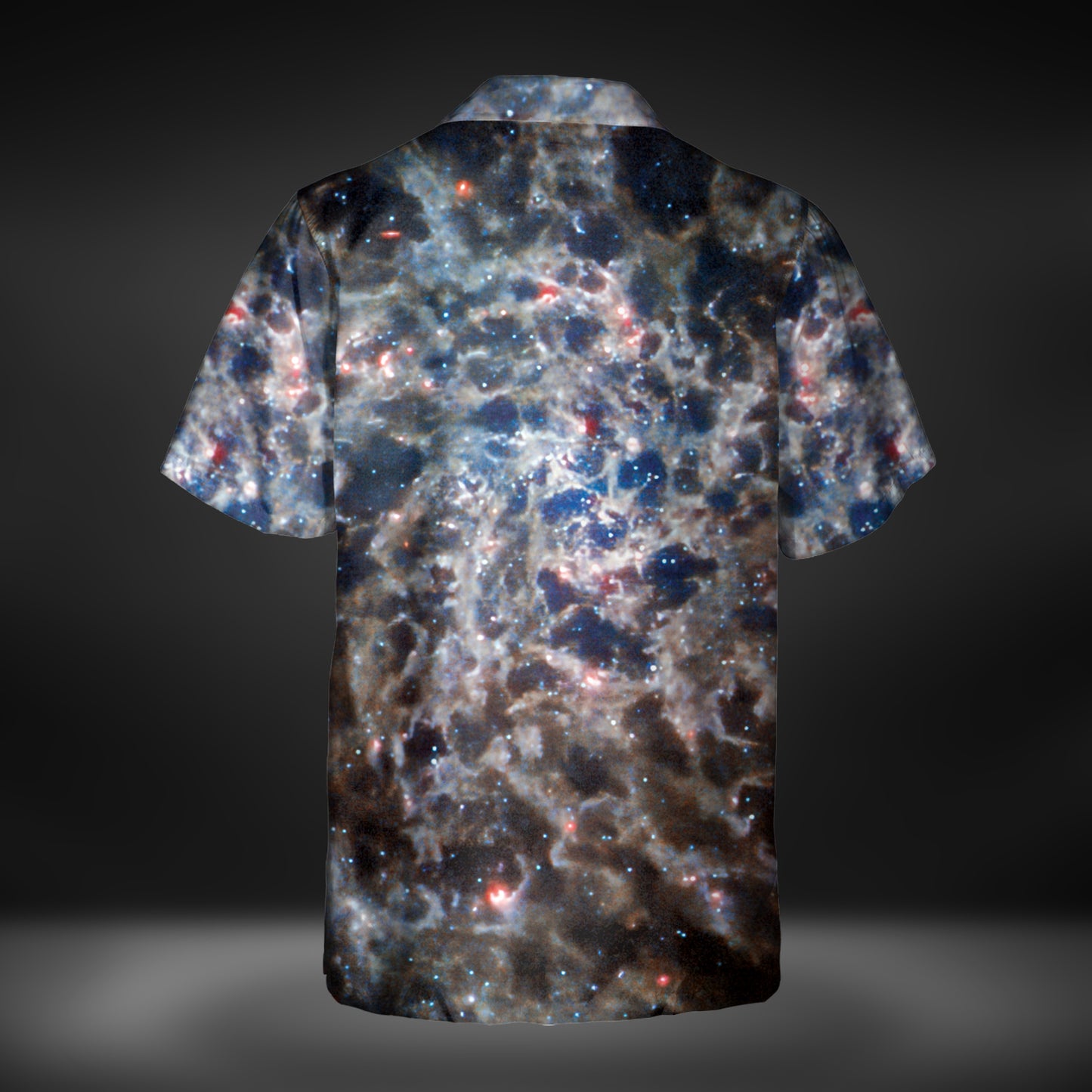 JWST Infrared Spiral Galaxy Button-Up Shirt (Muted)