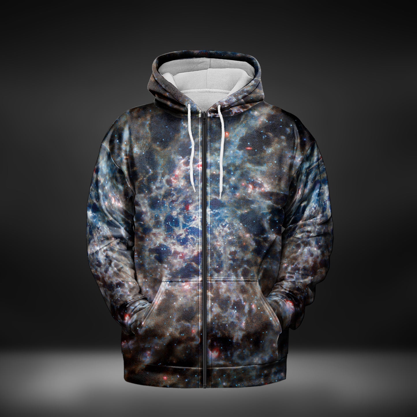 JWST Infrared Spiral Galaxy Zip-Up Hoodie