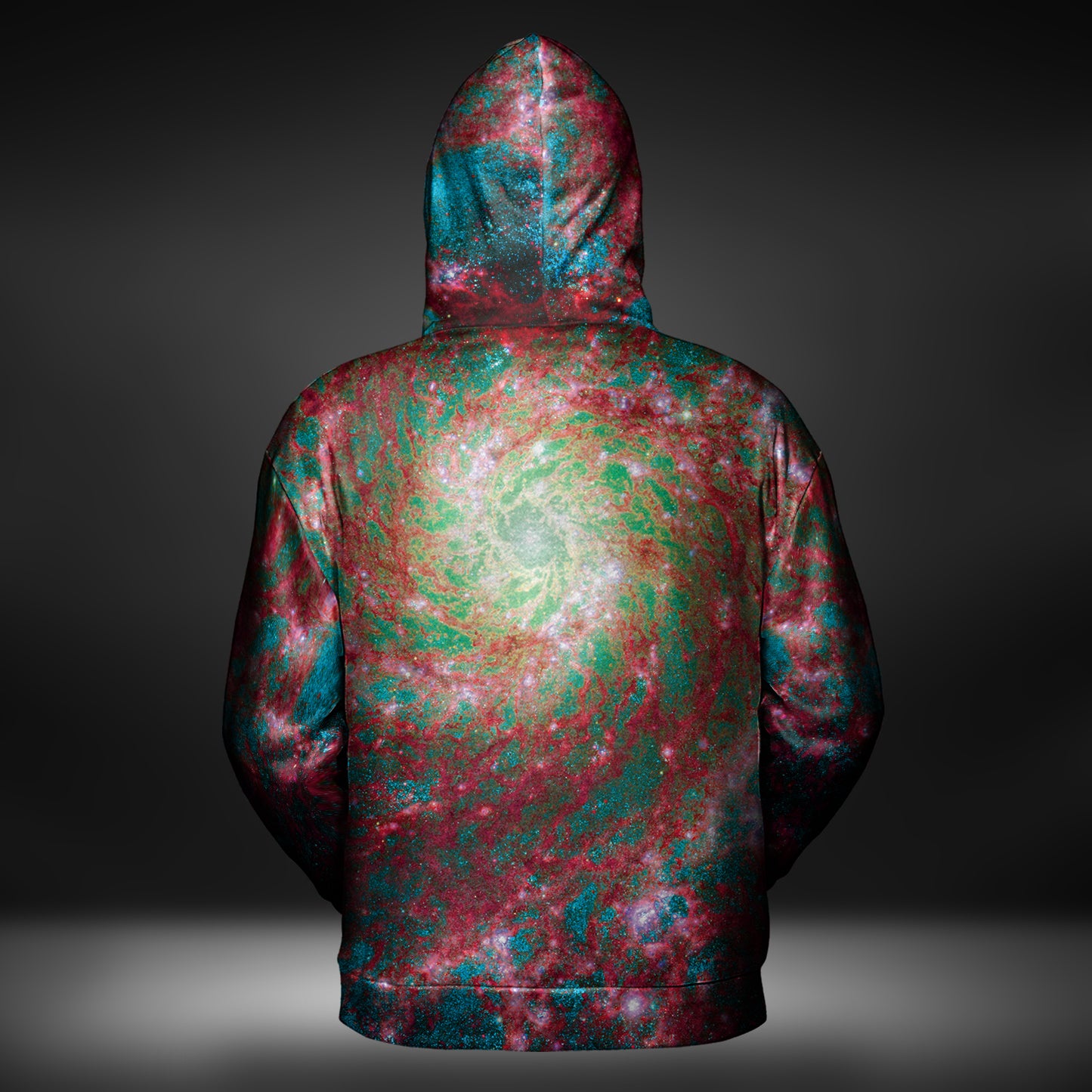 JWST Phantom Galaxy Cosmic Tye Dye Pull-Over Hoodie (Rose-Cyan)