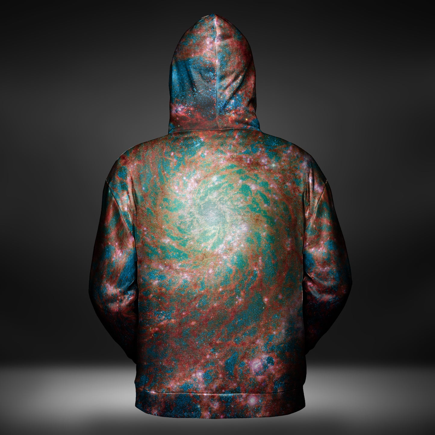 JWST Phantom Galaxy Cosmic Tye Dye Zip-Up Hoodie (Red-Blue)