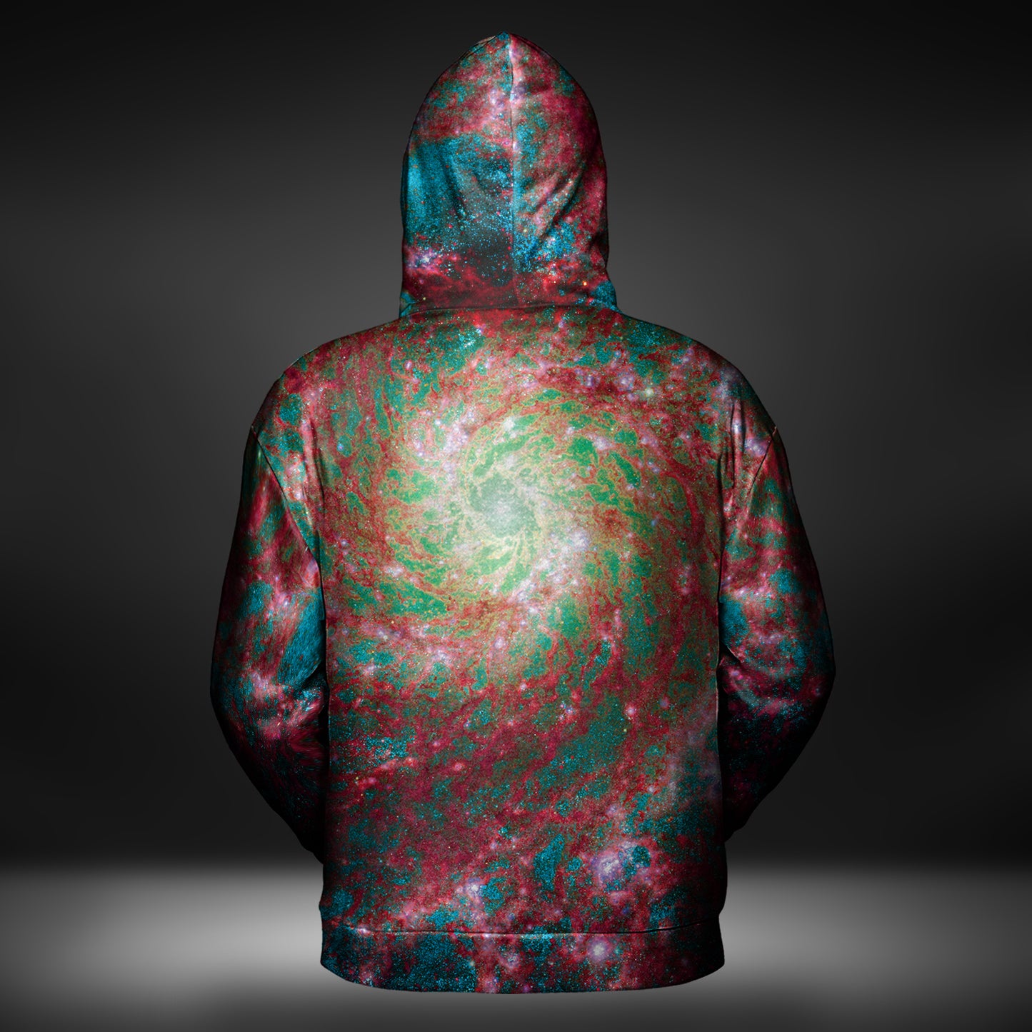 JWST Phantom Galaxy Cosmic Tye Dye Zip-Up Hoodie (Rose-Cyan)