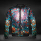 JWST Phantom Galaxy Cosmic Tye Dye Windbreaker Bomber Jacket (Blue-Orange)