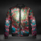 JWST Phantom Galaxy Cosmic Tye Dye Windbreaker Bomber Jacket (Rose-Cyan)