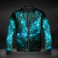 JWST Phoenix Galaxy NGC346 Quilted Bomber Jacket (Cyan)