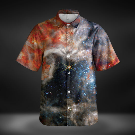JWST Tarantula Nebula Button-Up Shirt (Bright)