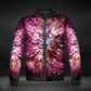 JWST Wolf-Rayet Cosmic Bloom Quilted Bomber Jacket (Pink)