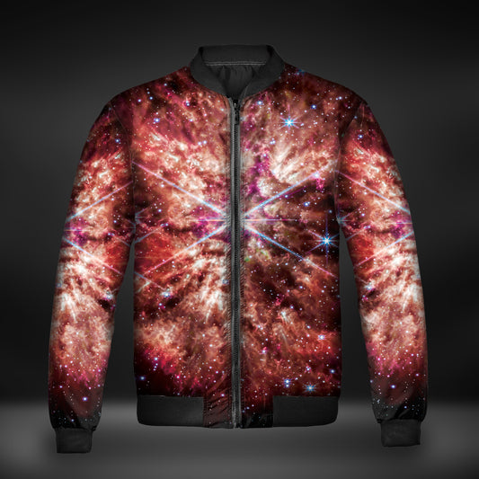 JWST Wolf-Rayet Cosmic Bloom Windbreaker Bomber Jacket (Red)