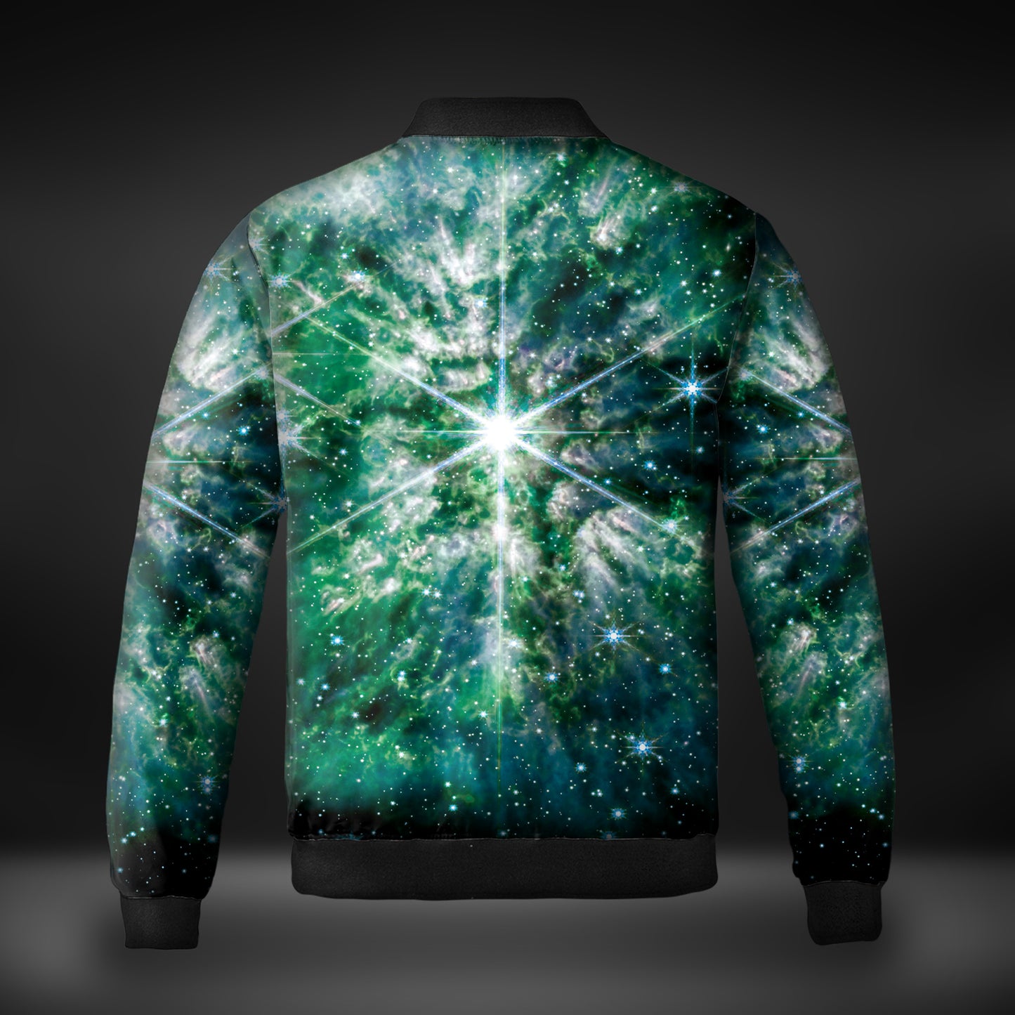 JWST Wolf-Rayet Cosmic Bloom Windbreaker Bomber Jacket (Green)