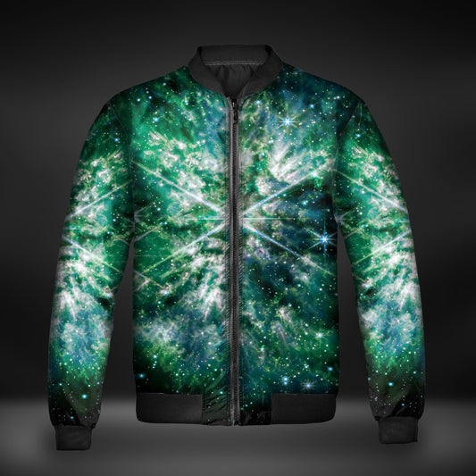 JWST Wolf-Rayet Cosmic Bloom Windbreaker Bomber Jacket (Green)