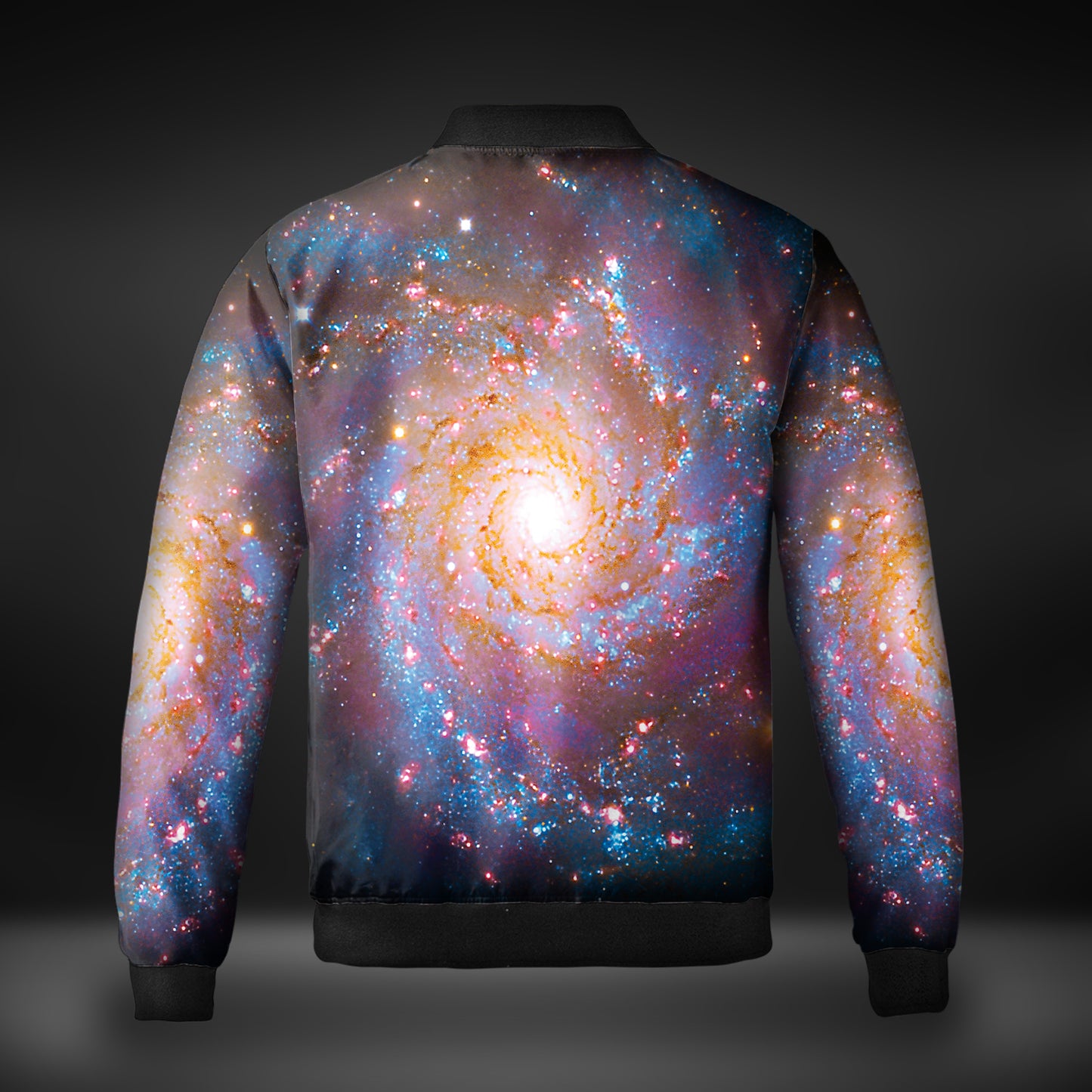 M74 Spiral Galaxy Quilted Bomber Jacket