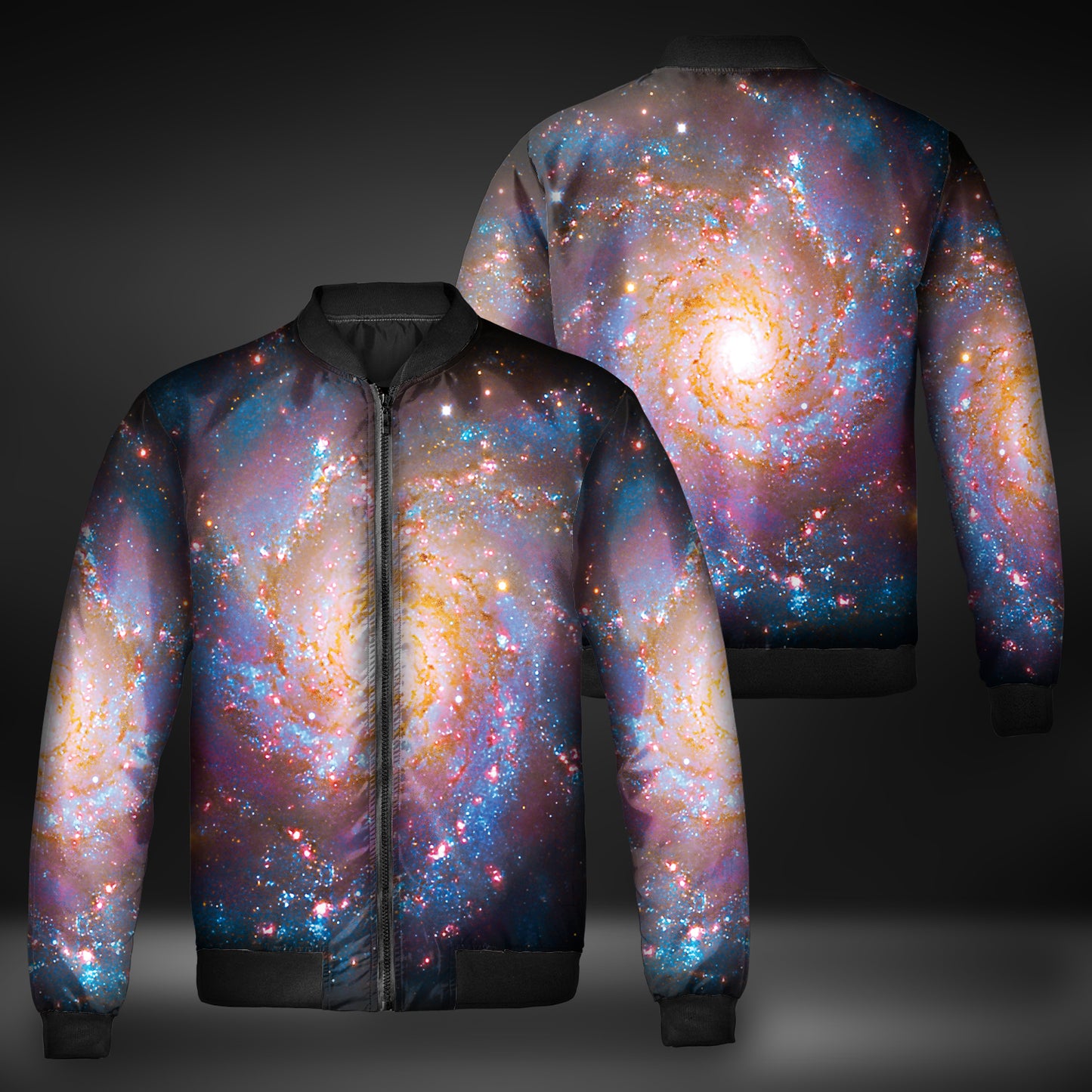 M74 Spiral Galaxy Windbreaker Bomber Jacket