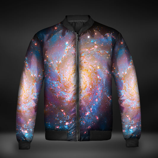 M74 Spiral Galaxy Windbreaker Bomber Jacket